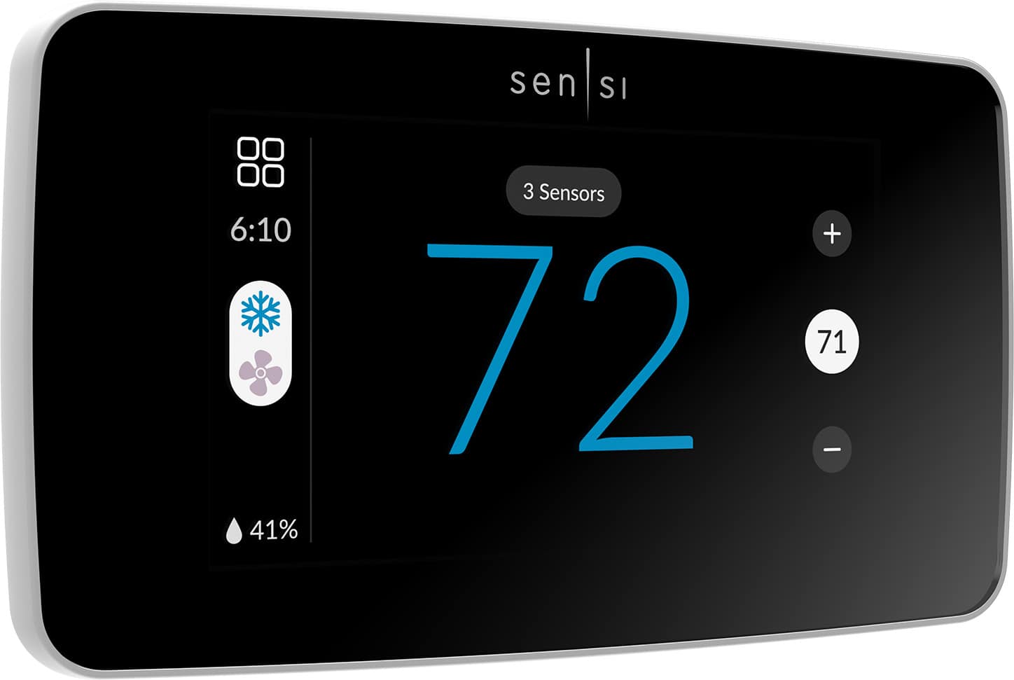 Sensi Touch 2 thermostat mounted on a wall in a living room