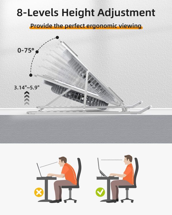 SHUWEI Laptop Cooling Stand Foldable Aluminum 3 Speed Fan-3