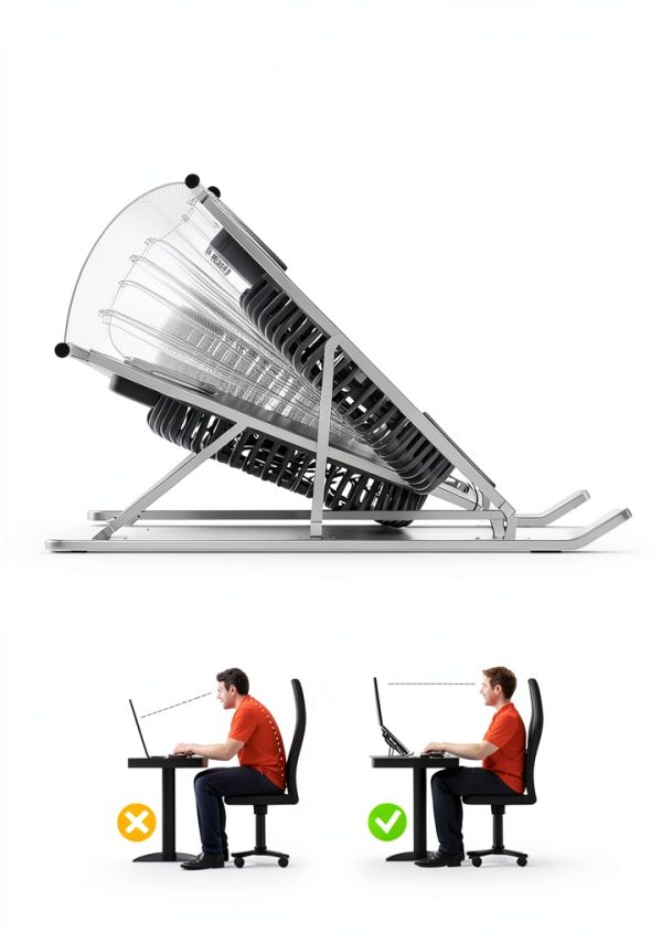 SHUWEI Laptop Cooling Stand Foldable Aluminum 3 Speed Fan-3