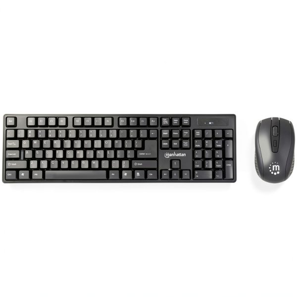 Manhattan Wireless Keyboard Mouse Set Black Ergonomic Design-0