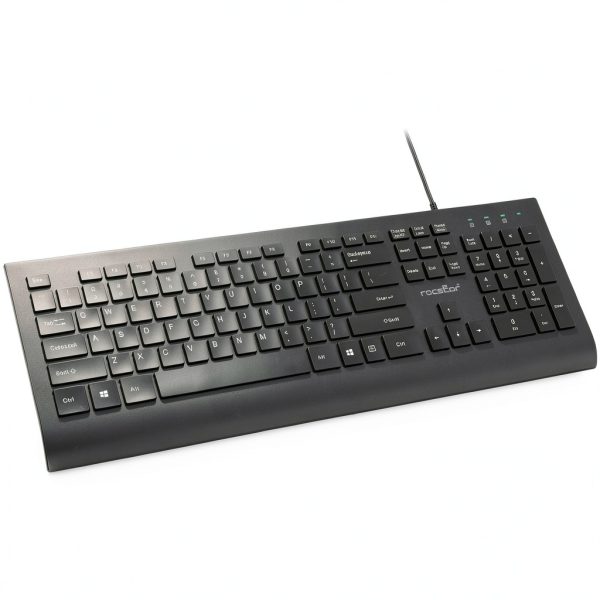 Rocstor K10 USB Wired Keyboard 104 Key Full Size Office-2