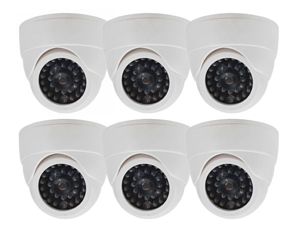 SPT Fake Security Camera with LED Light 6 Pack White-1