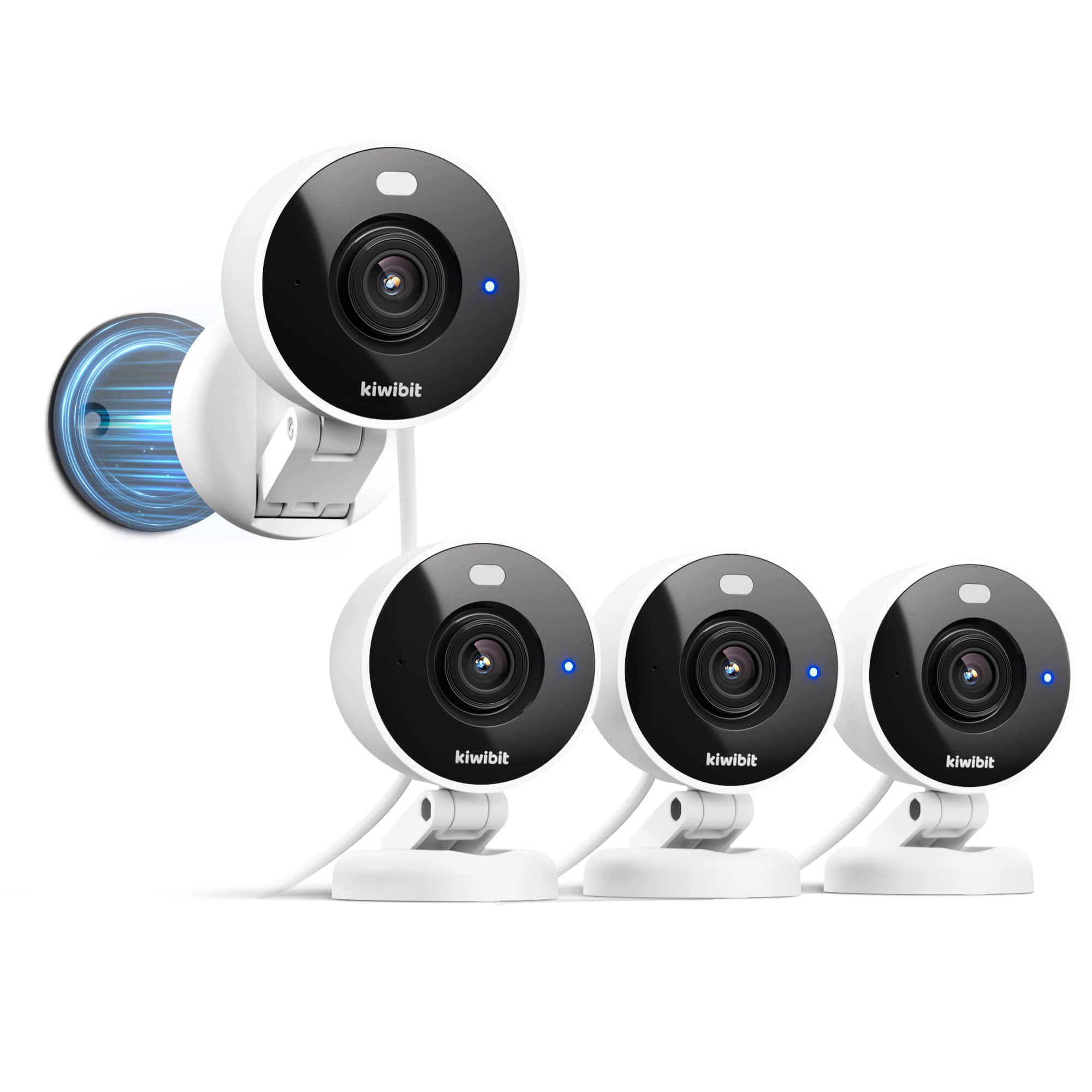 Kiwibit 2K Security Camera mounted on a wall with clear video display