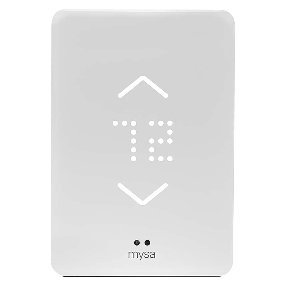 Mysa Smart Thermostat mounted on a wall with electric baseboard heater