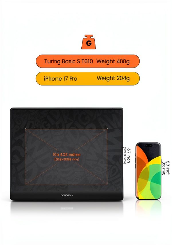 DigiDraw T610 Drawing Tablet 10x6 Paper Like Graphics Tablet-7