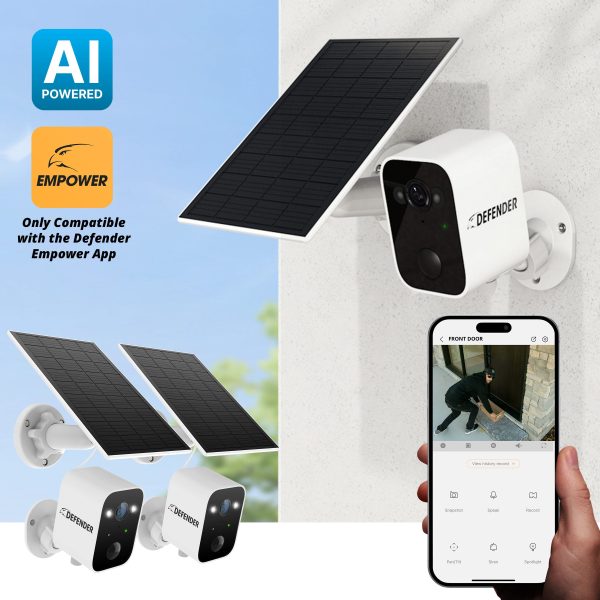 Defender Solar 4K AI Wireless Security Camera 2 Pack White-1