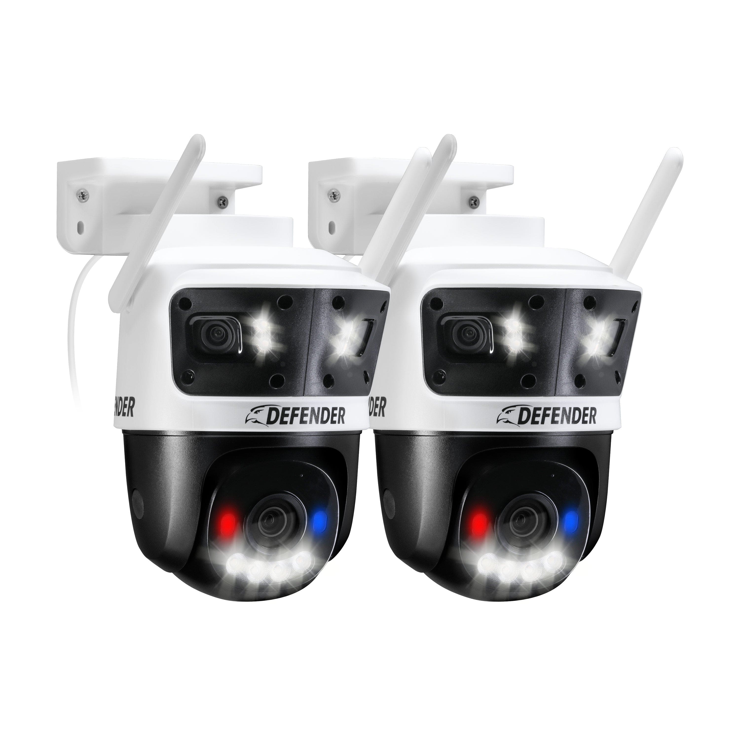 Defender AI 3K Guard Tri Lens PTZ Security Camera mounted on an exterior wall
