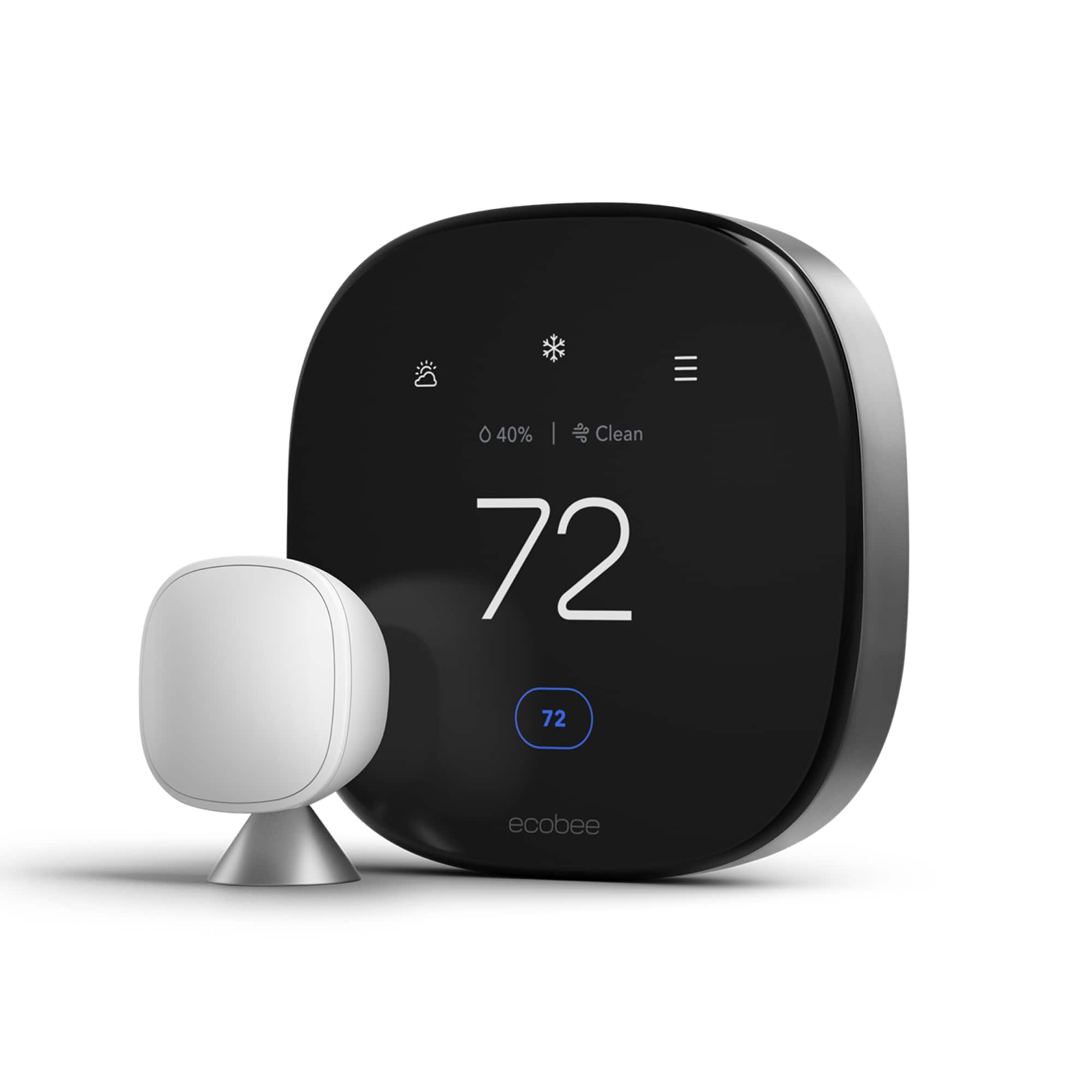 ecobee Smart Thermostat Premium installed on a wall with modern interior