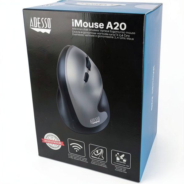 Adesso Wireless Vertical Ergonomic Mouse Antimicrobial Gray-7