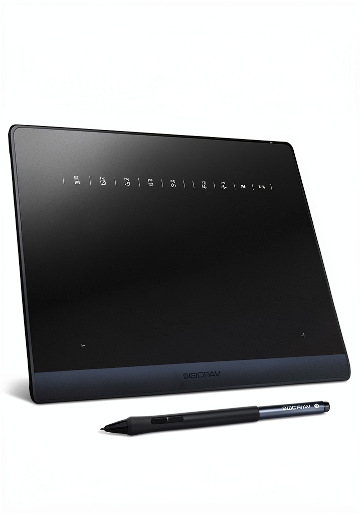 DigiDraw TW410 tablet and pen on a workspace