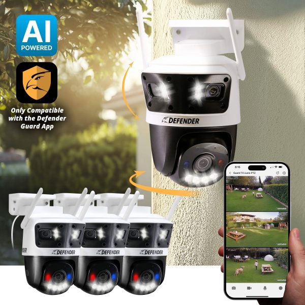 Defender AI 3K Guard Tri Lens PTZ Security Camera 360-1