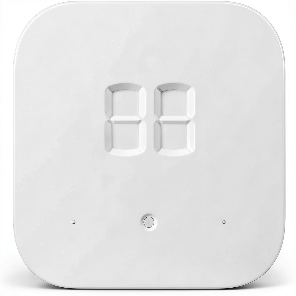 'Amazon Smart Thermostat installed on a wall in a modern home'