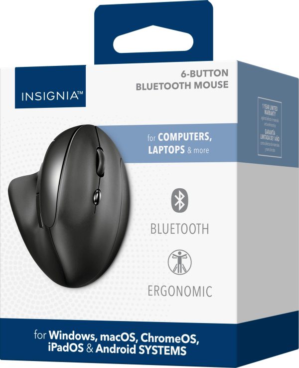 Insignia Bluetooth Ergonomic Mouse 6 Button Wireless Black-4