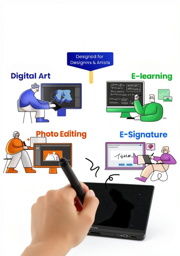 DigiDraw T610 Drawing Tablet 10x6 Paper Like Graphics Tablet-4