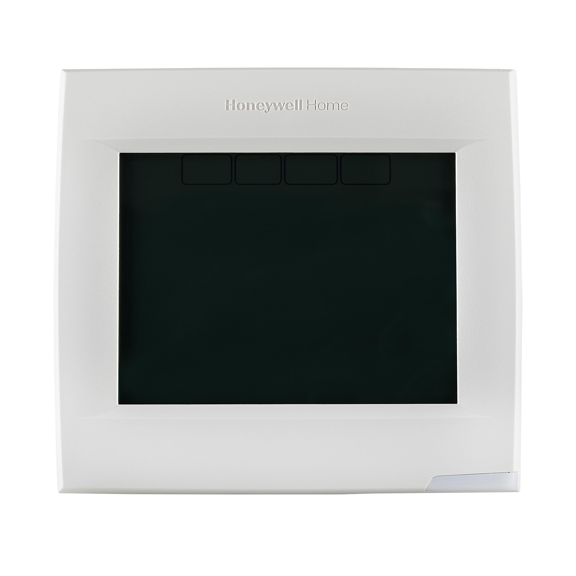 Honeywell VisionPro thermostat mounted on a wall in a modern home