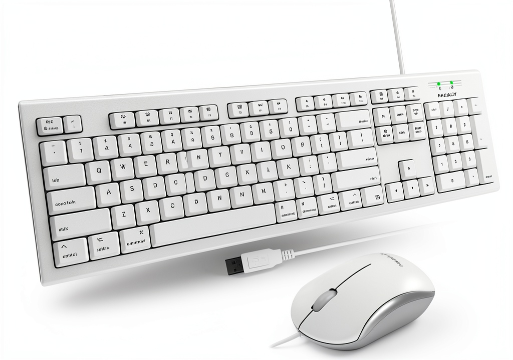 Macally keyboard and mouse combo connected to a Mac computer on a desk