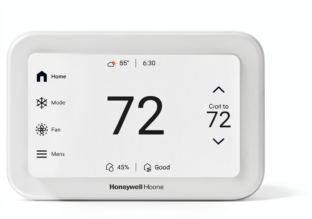 Honeywell Home X8S Smart Thermostat installed on a wall with room sensor