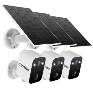 Defender Solar 4K AI Wireless Security Camera 3 Pack White-0