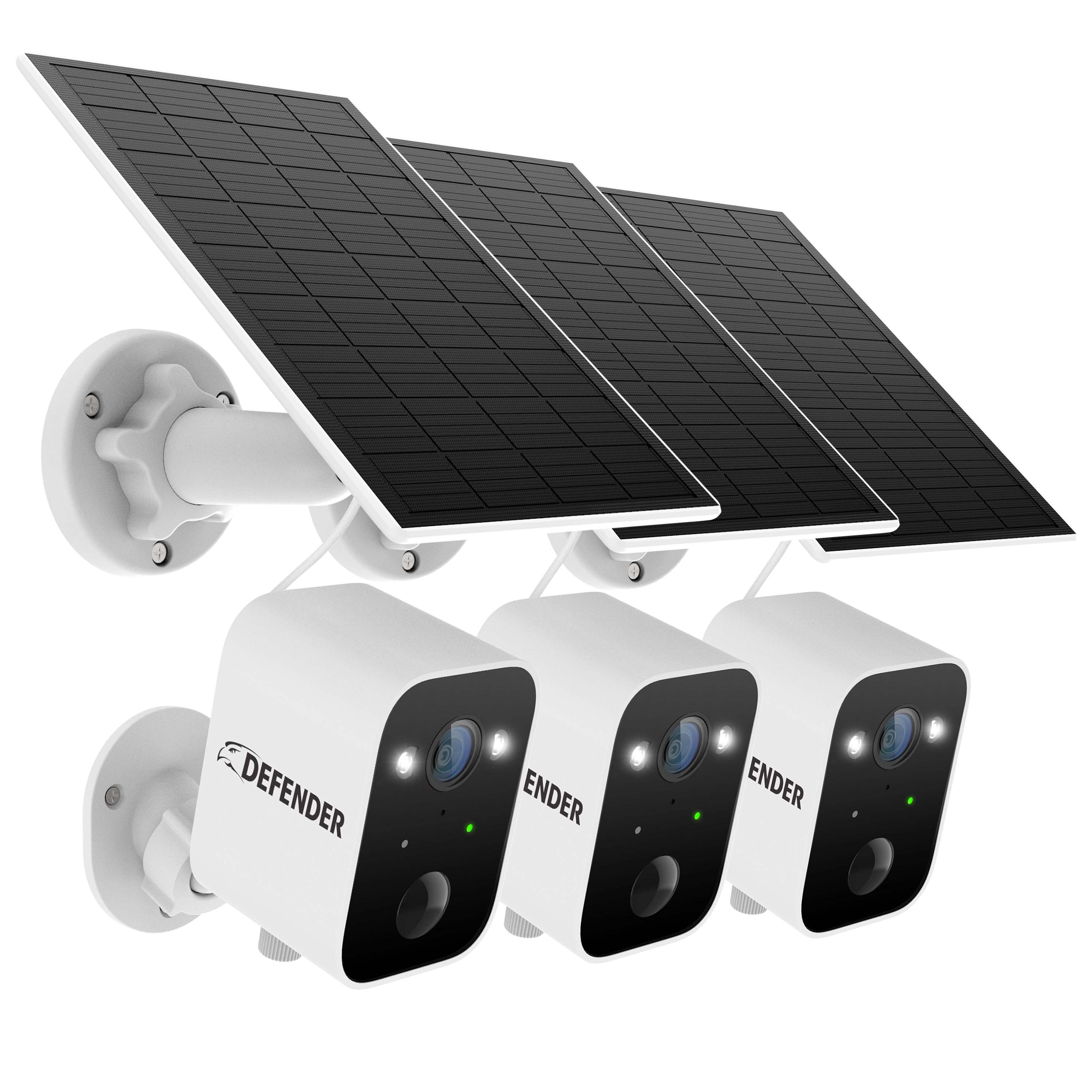 Defender Solar Security Camera mounted on exterior wall