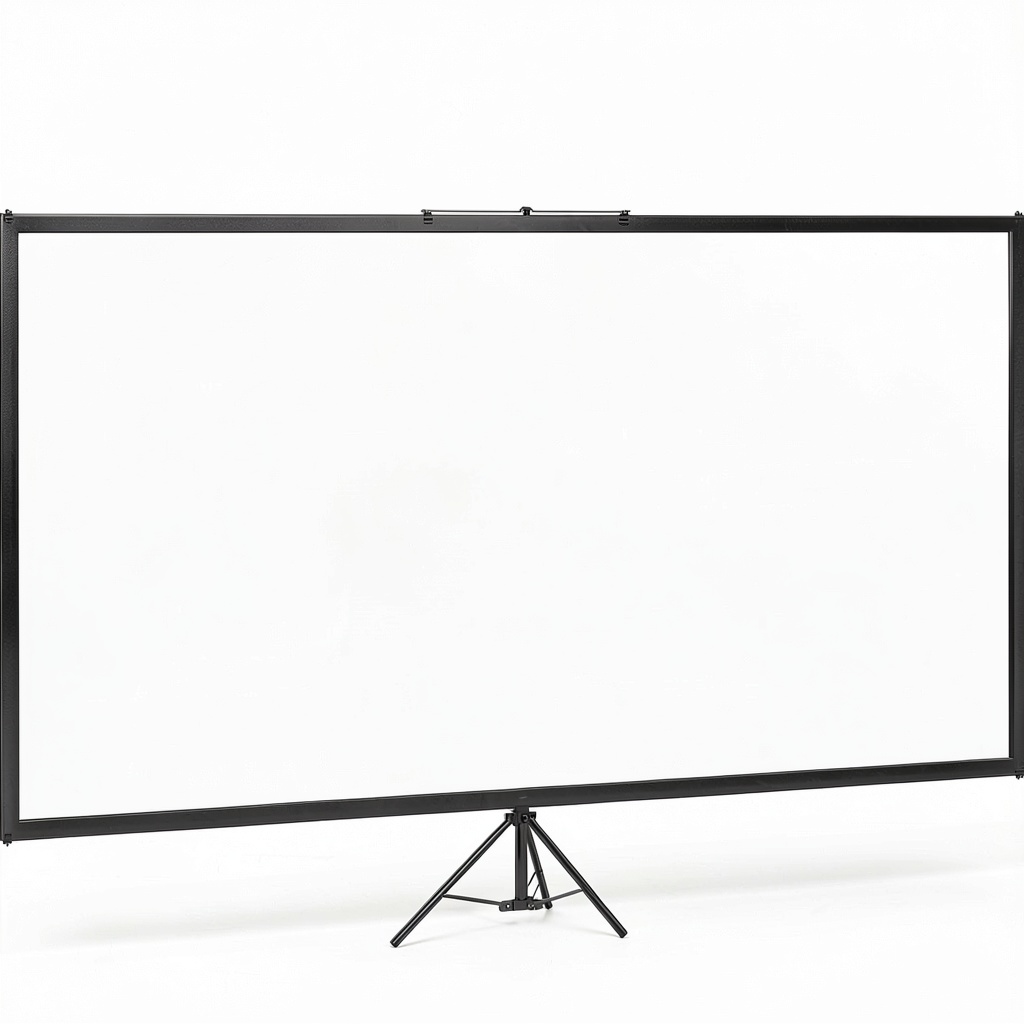 VEVOR Tripod Projector Screen displaying a high-definition movie in a dark room