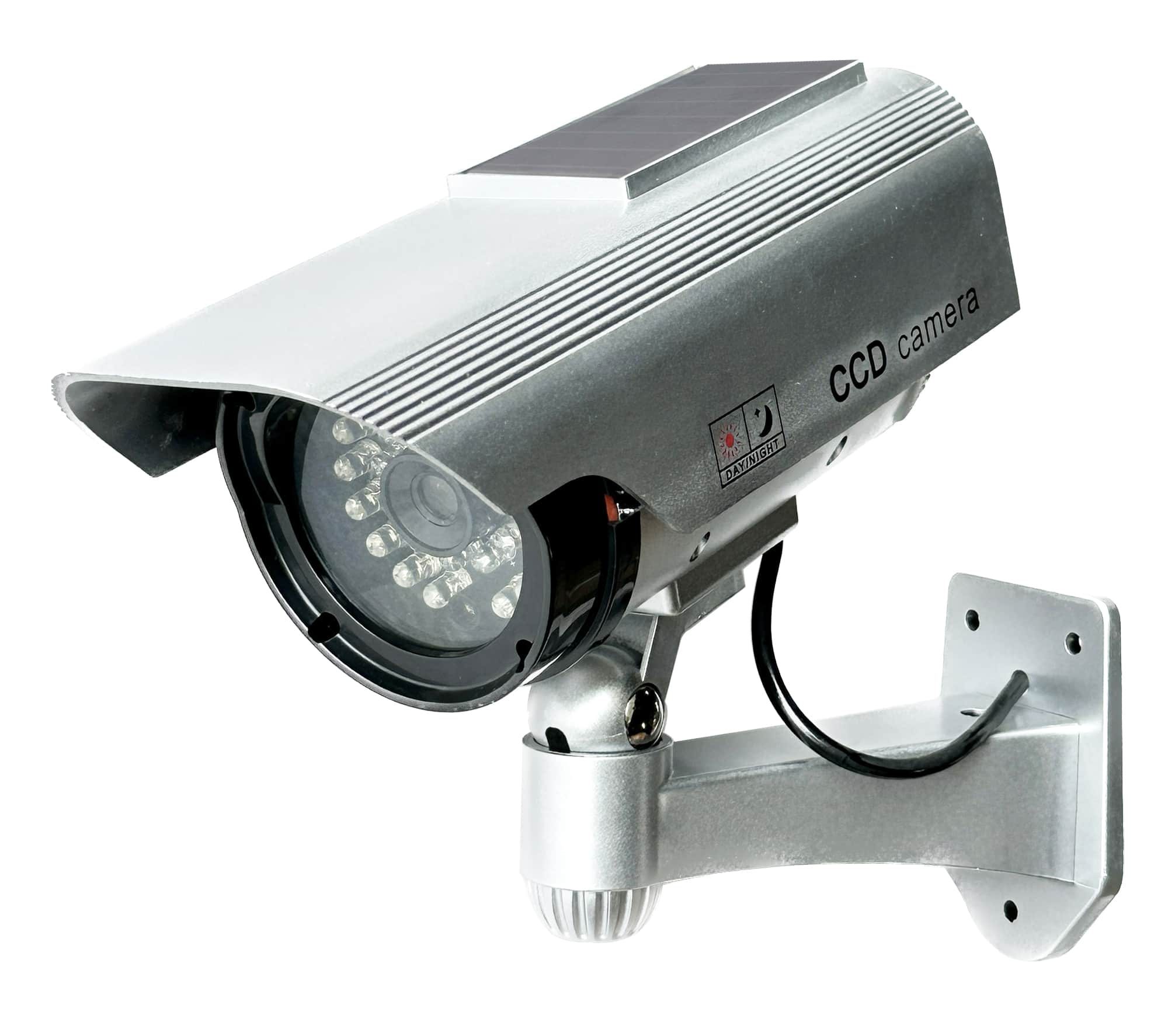 SPT Solar Decoy Security Camera mounted on an exterior wall