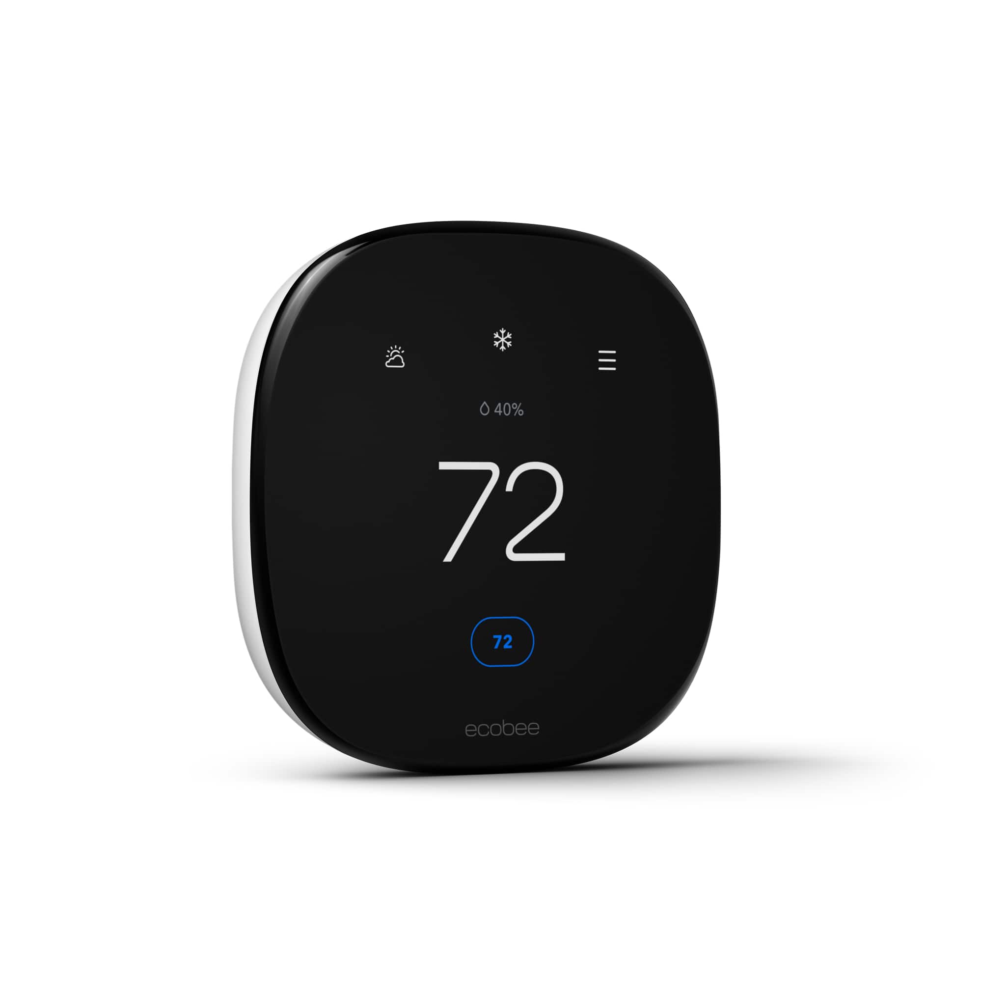 ecobee Smart Thermostat mounted on a wall with modern home interior