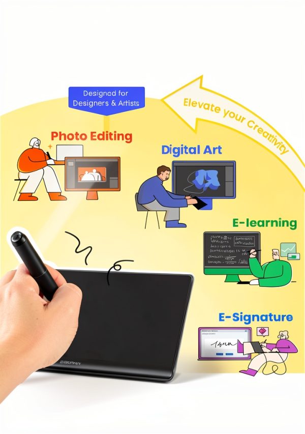 DigiDraw T410 Drawing Tablet 6.3 Inch Battery Free Pen-1