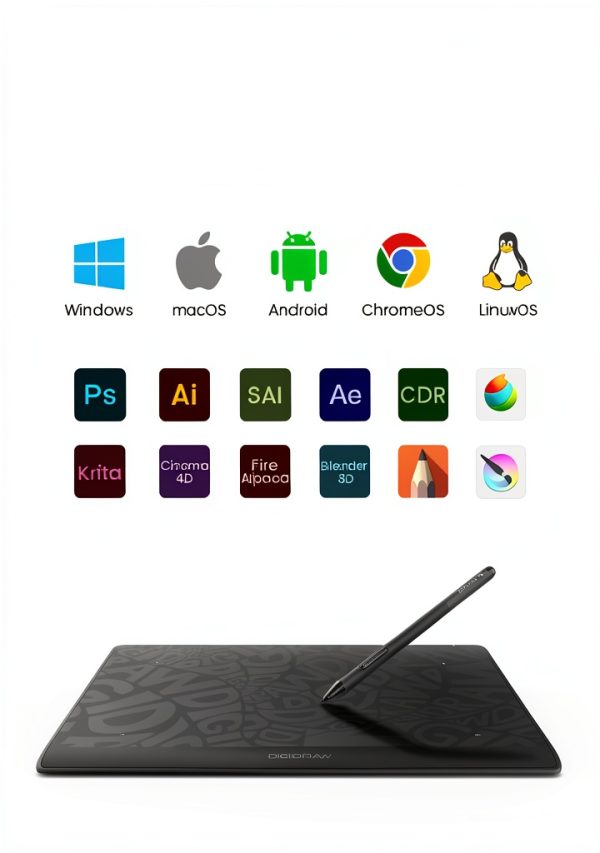 DigiDraw T610 Drawing Tablet 10x6 Paper Like Graphics Tablet-9