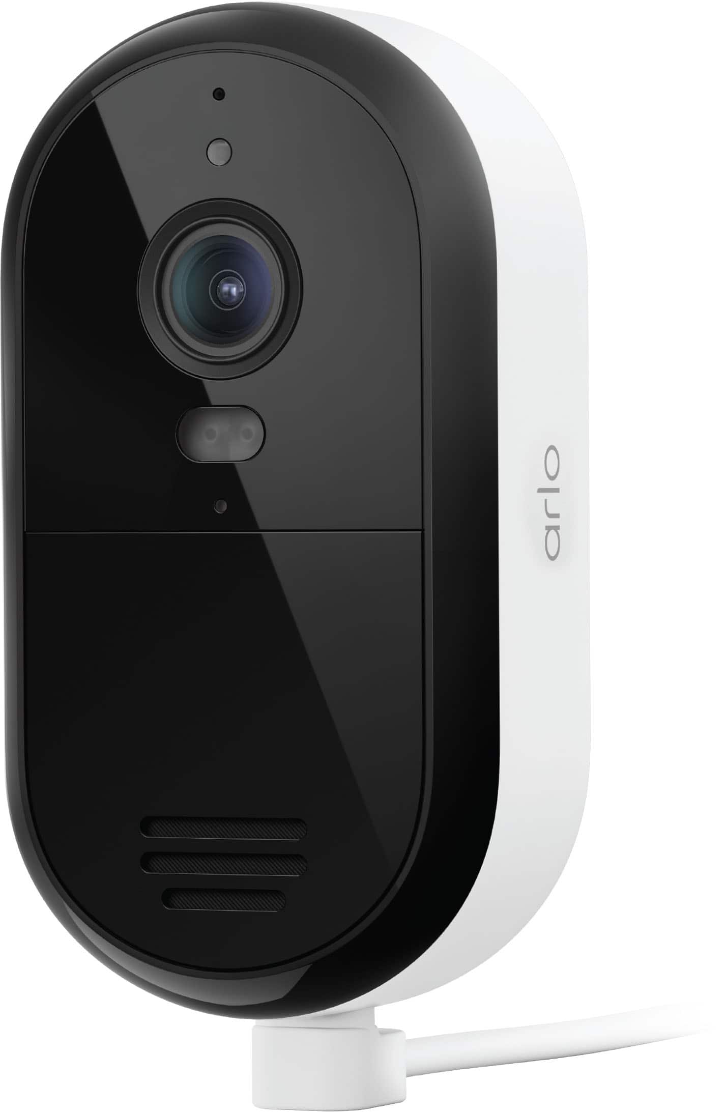 Arlo Essential Outdoor Security Camera mounted on a wall with clear daytime video
