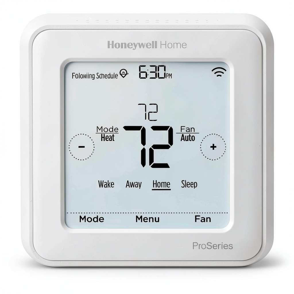 Honeywell T6 Pro Thermostat mounted on a wall in a modern home