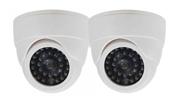 SPT Fake Security Dome Camera LED Light 2 Pack White-1
