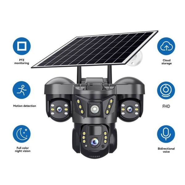 Cluzine Outdoor Solar Camera 4G Security 360 Panoramic View-3
